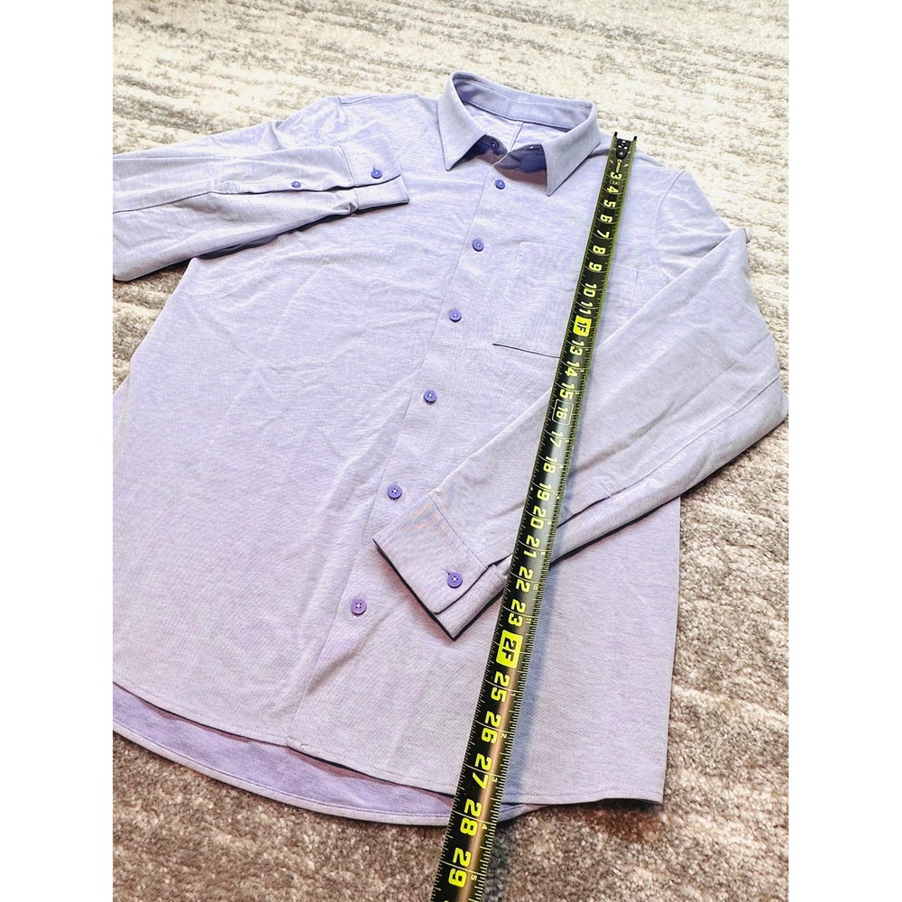 Lululemon Commission Long Sleeve Shirt Mens M Purple Button Down Pique - Picture 5 of 7